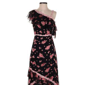 alice + olivia floral ruffle off the shoulder high low dress size 2
